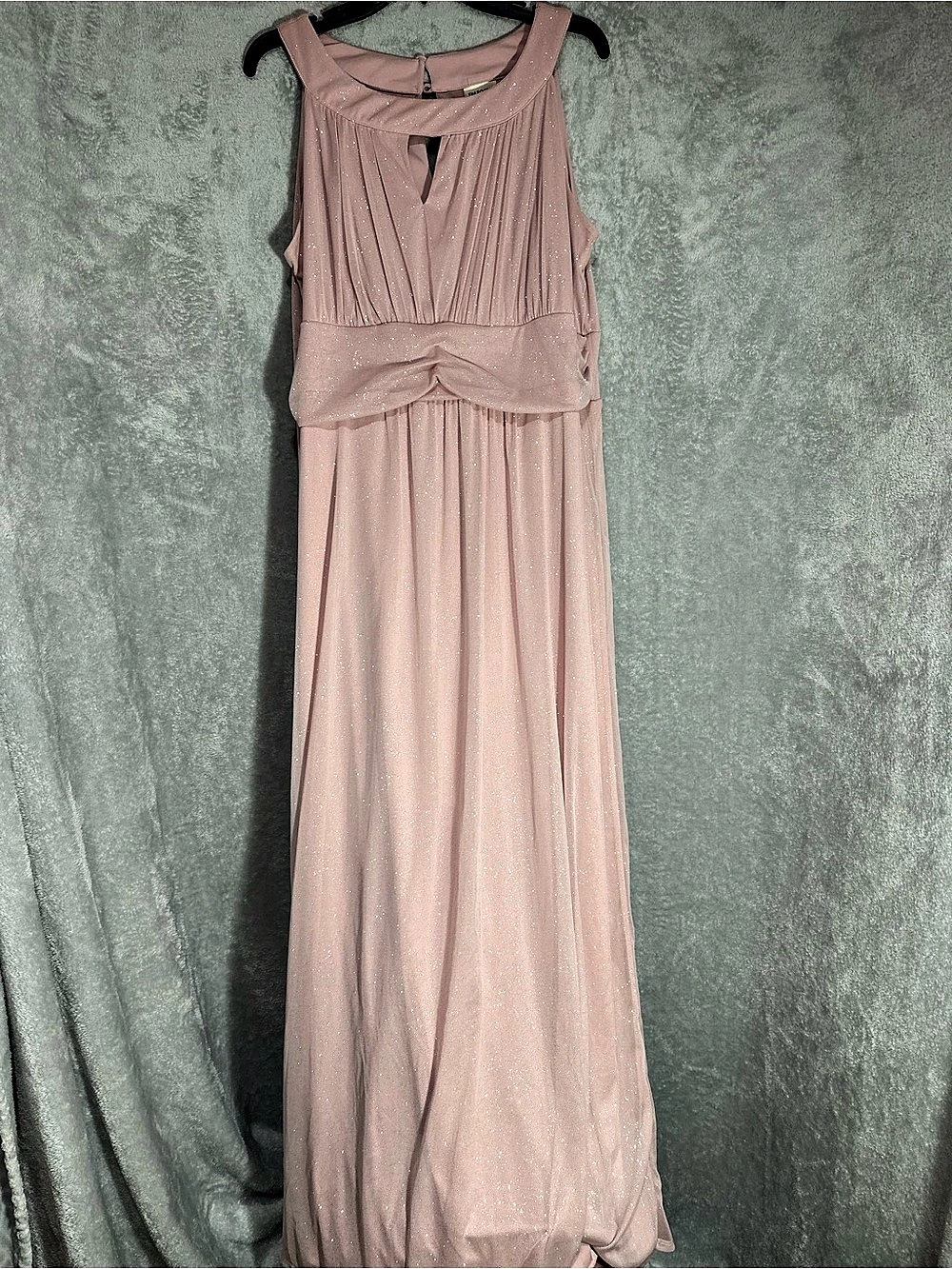 En Focus Women Pink Glitter Halter Keyhole Maxi Dress Pink 18W Like New